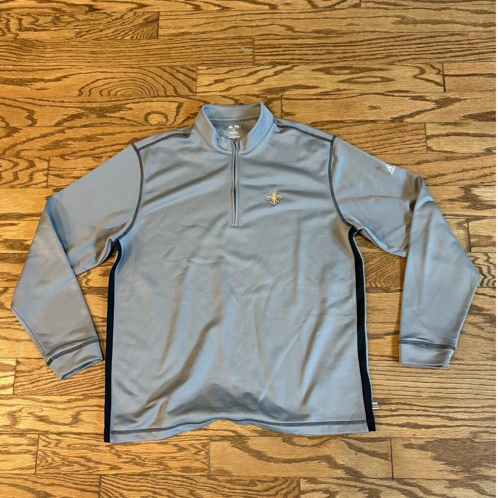 Adidas Mens Medium New Orleans Saints Gray Quarter Zip‎ Pullover Sweatshirt EUC